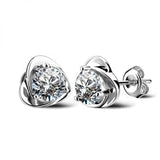 Heart Solid 925 Silver Stud Earrings Women Jewelry E0040
