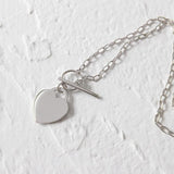 S925 Sterling Silver Love Tag Chain Necklace Student Female Jewelry