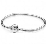 925 Silver Bow Clasp Crystal Snake Chain Pan Bracelet