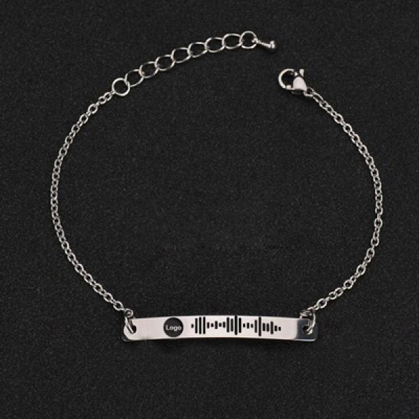 Custom Music Code Bracelet Stainless Steel Engraved Bangle