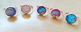 10pcs 12mm Faux Druzy Ring Pink Glitter Sparkly Rings