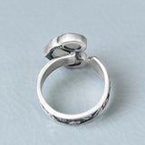 S925 Silver Hetian Jade Ring Ethnic Style Open Mouth Ring