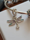 Dragonfly Pendant Charm 925 Sterling Silver for Bracelets