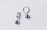 925 Silver Polished Lucky Ball Loop Huggie Earrings