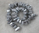 Silver Titanium Quartz Beads, Raw Quartz Point Crystal Beads Loose Gemstone