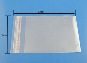 200PCs Self-Seal Bags Transparent Rectangle Storage Beads Jewelry Gifts x7cm