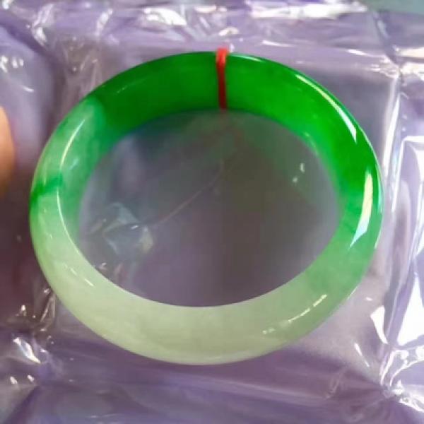 Zheru Jewelry Natural Burmese Jade 54-62mm Two-tone Bracelet