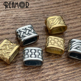 3pcs Stainless Steel Weave Texture Beads 12x6mm Square Hole