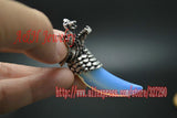 10pcs Natural Stone Dragon Teeth Pendant Mixed Ancient Silver Necklace Pendants