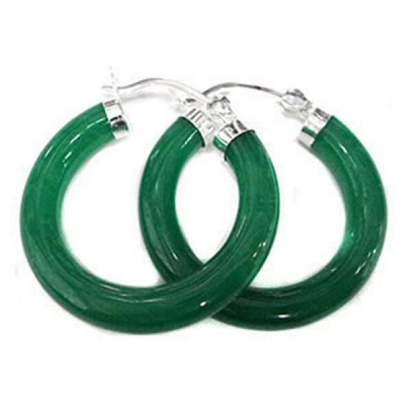 Round Green Natural Stone Earrings for Women