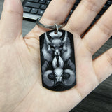 Tiny Bunny Steel Keychain Military Plate Custom Pattern Key Ring for Men