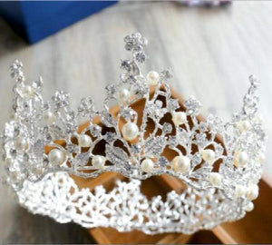 Vintage Pears Wedding Baroque Bridal Crown Tiara Bride Headpiece