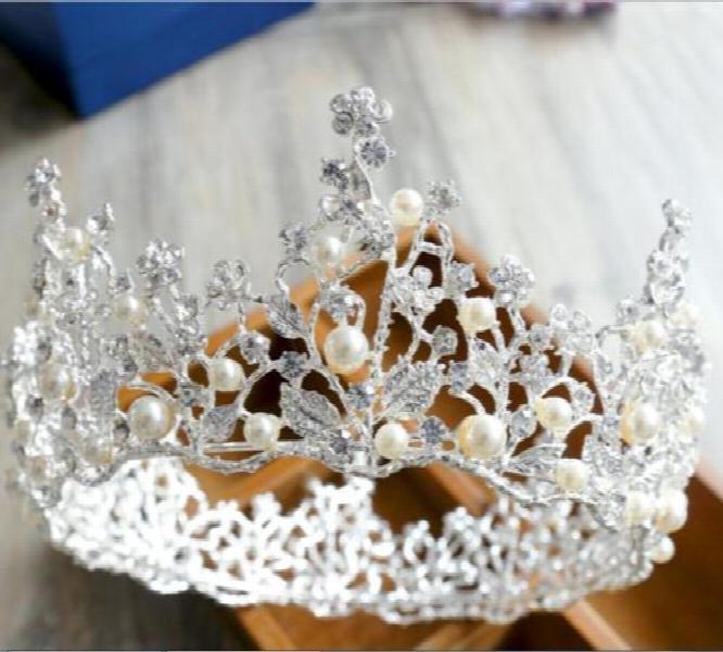 Vintage Pears Wedding Baroque Bridal Crown Tiara Bride Headpiece