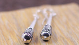 S925 Thai Silver Hand Carved Woodwork Eardrop