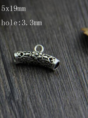 925 Sterling Silver Craft Tube Necklace Beads Bail Charms