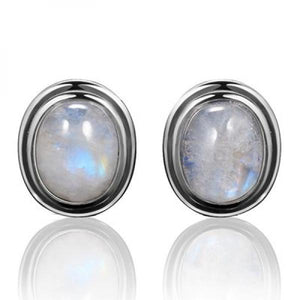 Moonstone Turquoise 925 Silver Stud Earrings Vintage Jewelry