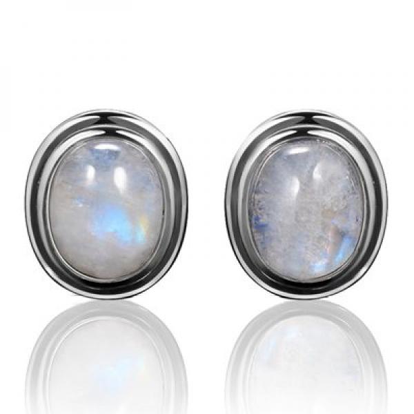 Moonstone Turquoise 925 Silver Stud Earrings Vintage Jewelry