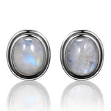 Moonstone Turquoise 925 Silver Stud Earrings Vintage Jewelry