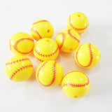 20mm 100pcs Acrylic Yellow/White Baseball Beads Chunky Jewelry