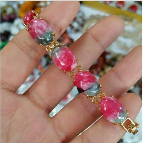 Peach Blossom Jade Bracelet Healing Gemstone Jewelry for Women