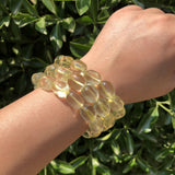 Fengbaowu Lemon Citrine Bracelet Cube Beads Crystal Healing Stone Jewelry