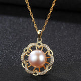 925 Sterling Silver Freshwater Pearl Necklace Pendant Party Gift