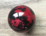Natural Peach Blossom Stone Jade Ball Crystal Sphere Healing