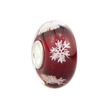 925 Silver 3D Colorful Snowflake Charm Glass Bead for Bracelet