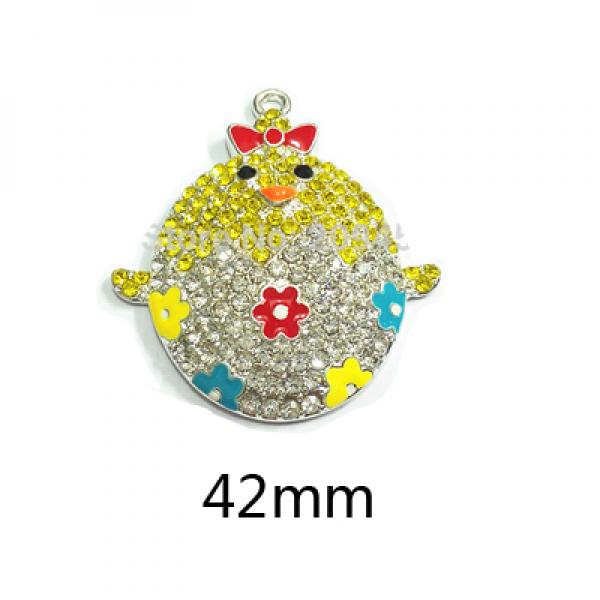 Easter Series 1: Rhinestone/Enamel Baby Chicks Pendant - 10pcs/Bag