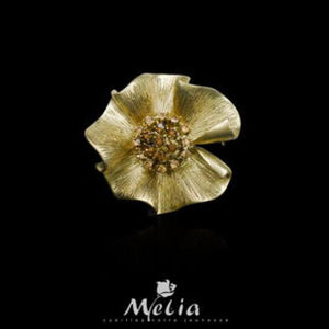 Enamel Collar Crystal Brooch Lily Flower Lapel Pin for Women