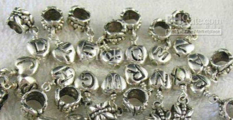 156PCS Tibetan Silver Alphabet Dangle Charm M7289