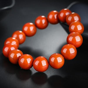 Zheru Agate Chalcedony Red Bead Bracelet Men Women Jewelry
