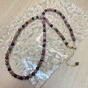 4MM Tourmaline Necklace Rainbow Gemstones S925 Silver Women Gift