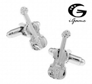 iGame Violin Cuff links Silver Copper Novelty Musical Instrument