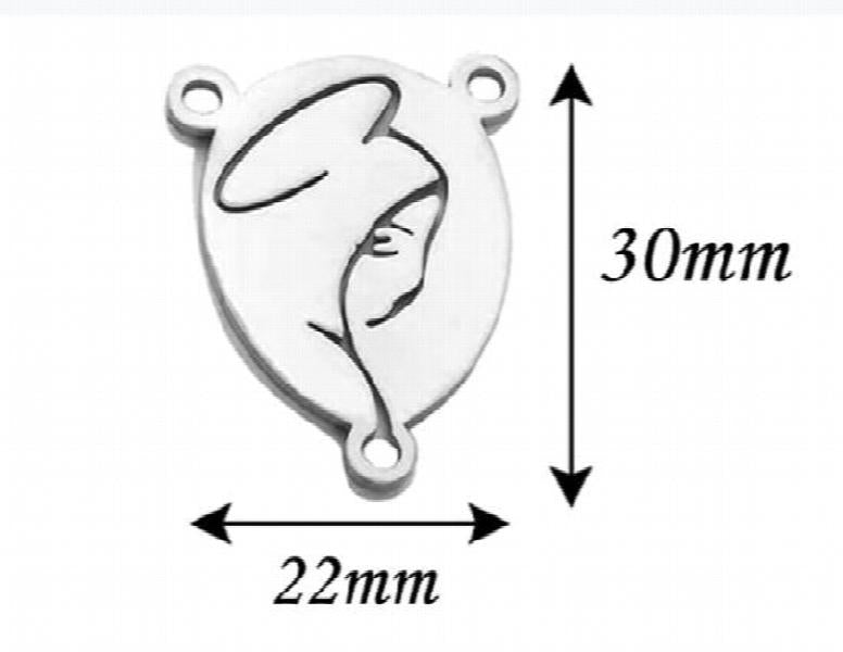 5Pcs Stainless Steel Catholic Virgin Mary Charms Three Hole Connectors