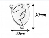 5Pcs Stainless Steel Catholic Virgin Mary Charms Three Hole Connectors