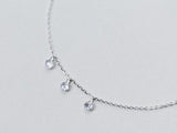 925 Sterling Silver Anklet Bracelet with Three Crystals