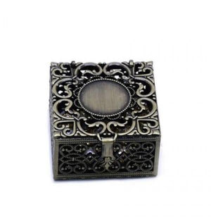 Rosary Bead Box Necklace Metal Christian Catholic Religious Jewelry Case