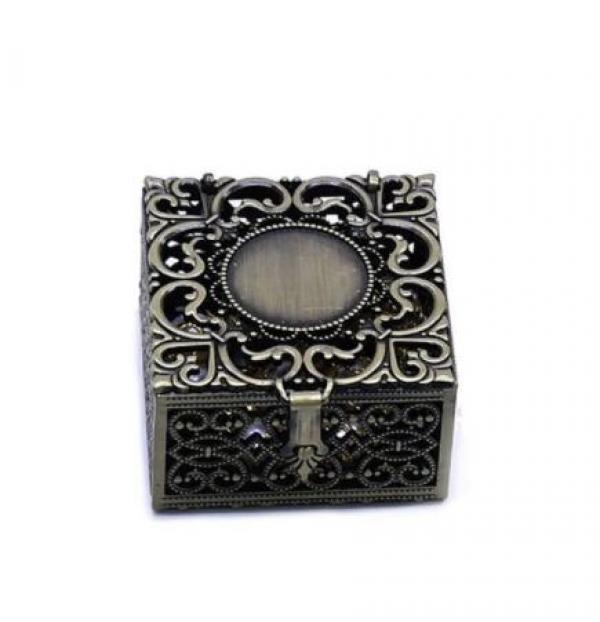 Rosary Bead Box Necklace Metal Christian Catholic Religious Jewelry Case