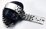 Stainless Steel Mens Double Chain ID Link Bracelet 8.66''