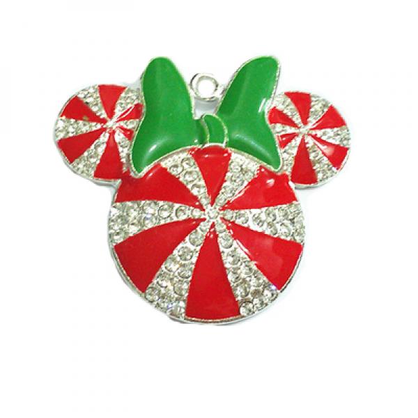 41MM 10pcs/lot Christmas Minnie Rhinestone Pendants For Necklace
