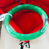 Zheru Jewelry Natural Jadeite Bracelet Green Double 54-62mm Princess Jade