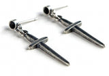 925 Sterling Silver Cross Earrings Antique Unisex Punk Ear Dropship