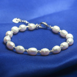Cauuev Pearl Bracelet with Zircon Ball for Women