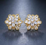AAA Cubic Zircon Women Ear Stud Bridal Wedding Flower Stud Earrings