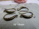 16 pcs Earring Hooks Antique Bronze Earrings Hoop Supplies 16*18mm