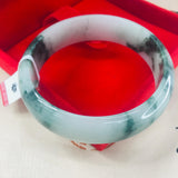 Zheru Jadeite Bracelet Natural Dark Green Bicolor 54-62mm Female Jade Bracelet
