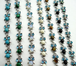 Natural Stone Owl Tiger EyeTurquoises Bracelet for DIY Jewelry Making