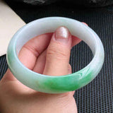 Natural Green Two-Color Myanmar Jade Princess Bracelet 54-62mm