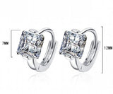 925 Silver 2 D Sparkling Square Moissanite Tiny Huggie Hoop Earrings